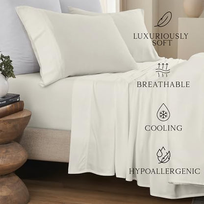 KARISSA MAE 6 Piece Luxury Bamboo Viscose King Sheet Set, 4 Pillowcases