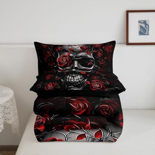 Feelyou Gothic Skull Comforter Set Queen Size Bedding Set