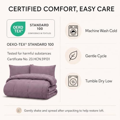 CozyLux Twin XL Comforter Set Dusty Purple - 5 Pieces Twin XL Bed in a Bag