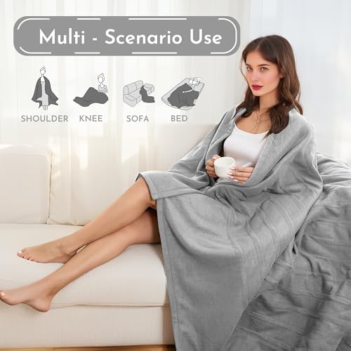 Electric Heated Blanket Full Size 72"x84" - Ash Grey