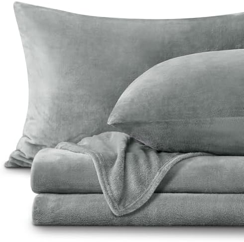 BEDELITE Flannel Sheets Full Size, Grey, 4 Pieces