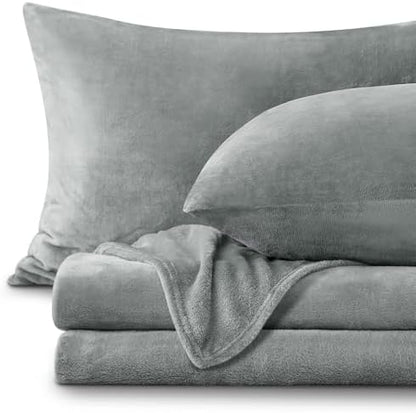 BEDELITE Flannel Sheets Full Size, Grey, 4 Pieces