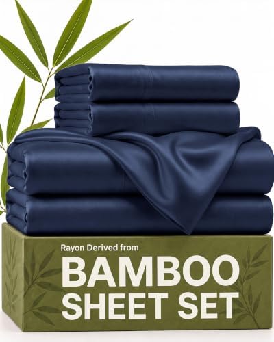 100% Rayon Derived from Bamboo Sheets - Split Head King - Navy Blue