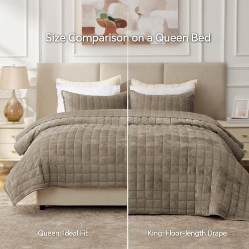 BEDELITE Velvet Quilt Set Queen Size, Luxury Velvet Comforter Bedding