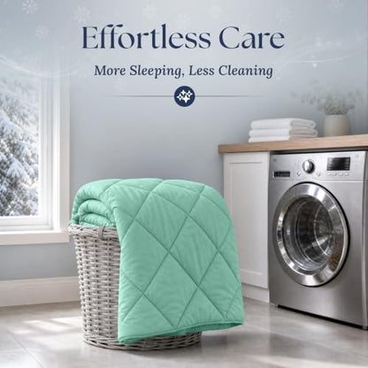 Cooling Comforter - BreezeWeave Cooling Blanket Full Size for Hot Sleepers & Deep Rest - Cloud Soft, Breathable, Ultra Durable, Easy Care, Reversible - 86 x 82 in (Mint Green & Dark Grey)