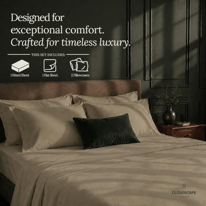 CLOUDSCAPE Millennium Series 100% Luxury Egyptian Cotton Sheets Queen,Linen