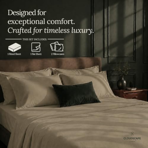 CLOUDSCAPE Millennium Series 100% Luxury Egyptian Cotton Sheets King,Linen