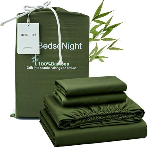 100% Viscose Derived from Bamboo Sheet Set, Natural Breathable Moisture-Wicking for Hot Sleepers, 18" Deep Pocket, 4 Piece