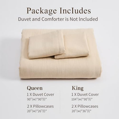 MEISHANG Muslin Duvet Cover King Size - 100% Organic Cotton