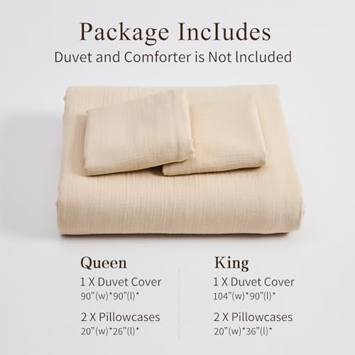 MEISHANG Muslin Duvet Cover Queen Size - 100% Organic Cotton