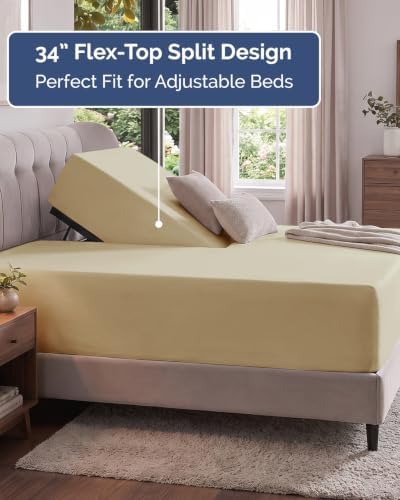 CGK Linens Extra Deep Flex Top Split Head King Fitted Sheet Only - Beige