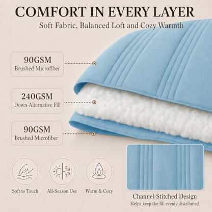 CozyLux Queen Comforter Set Aqua Blue - 7 Pieces Bed in a Bag