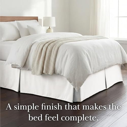 Pleated Cal King Bed Skirt 14 Inch Drop Wrinkle Resistant Microfiber White