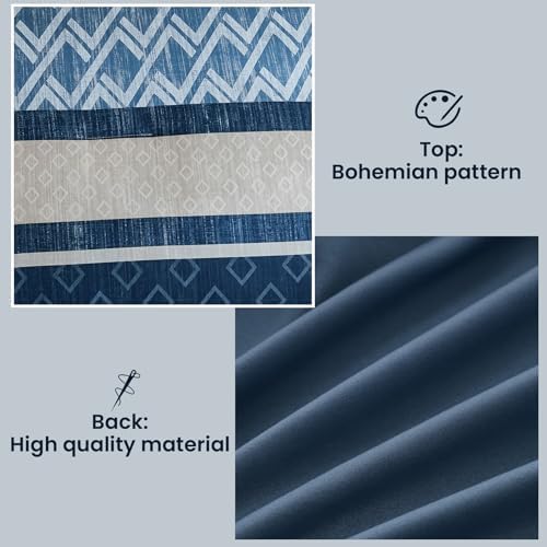 Cottolester Queen Comforter Set 7 Pieces Blue Boho Striped Bed in a Bag