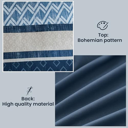 Cottolester Queen Comforter Set 7 Pieces Blue Boho Striped Bed in a Bag
