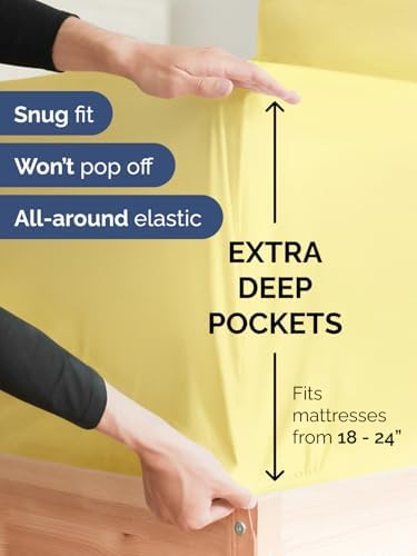 Extra Deep Full Sheet Set - 4 Piece Breathable & Cooling Sheets - Yellow