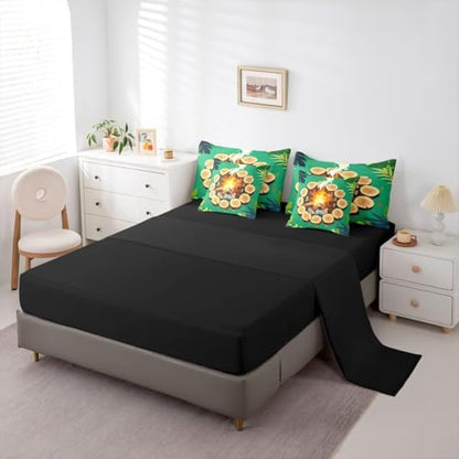 Erosebridal Campfire 7 Piece Bed in A Bag Twin Tree Stump Comforter Set Happy Camping Bedding Sets for Kids Boys Girls Woodland Campsite Forest Stones Trees Sheet Set with Comforter