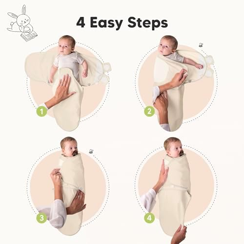 KeaBabies 3-Pack Organic Baby Swaddles for Newborns, Bumble Bear, 0-3M