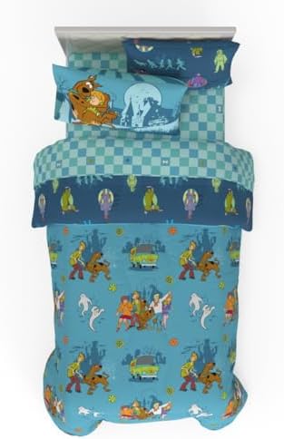 Franco Scooby Doo Scoobtober Bedding 5 Piece Super Soft Reversible Comforter and Sheet Set with Sham, Twin, (Officially Licensed Product)