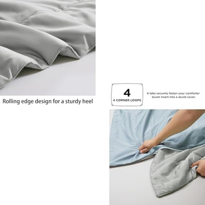 Zaizaihome Bamboo Viscose Comforter Set Queen Size 3 Pieces - Gray