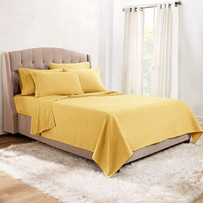 Clara Clark Twin Sheets, 5 Piece Set - Hotel Luxury Sheets for Twin Size Bed, Super Soft Bedding Set, Twin Size, Mellow Yellow