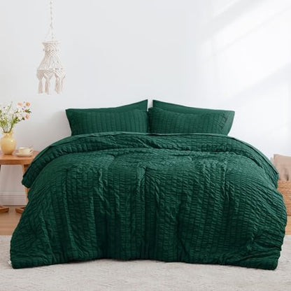 Love's cabin Seersucker Dark Green Twin Comforter Set