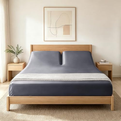 RUDONG M Split Top King Fitted Sheet Only for Adjustable Beds, Dark Grey