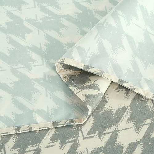 Chezmoi Collection 4-Piece Lodge Plaid Sheet Set Full - Gray Houndstooth Printed Brushed Microfiber Lightweight Breathable Deep Pocket Bed Sheets