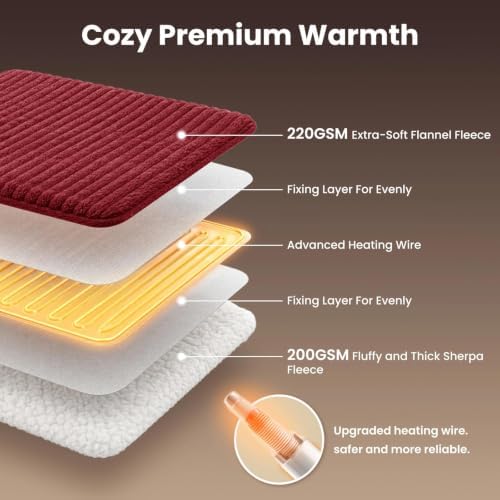 Homemate Electric Heated Blanket Twin - 62"x84" Heating Blanket Twin Size 1/2/4/6/8 Hours Auto-Off 10 Heat Level Over-Heat Protection Soft Flannel Sherpa ETL Certification