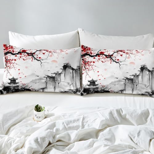 Feelyou Cherry Blossoms Duvet Cover Twin Size Boys Girls Teens
