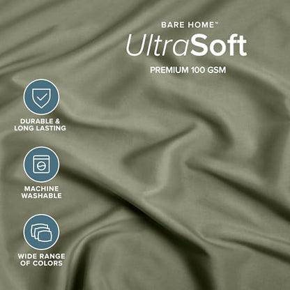 Bare Home Queen Fitted Sheet - 1800 Ultra-Soft (Queen, Sage)