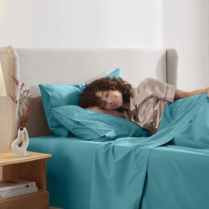 Nestl Twin Sheet Set - Bed Sheets - Teal - 3-Piece Deep Pocket