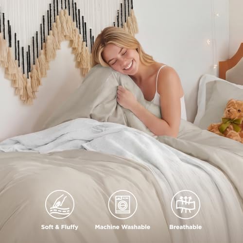 Bedsure Prewashed Twin/Twin XL Duvet Cover, Cotton-Like Bedding Set, Linen