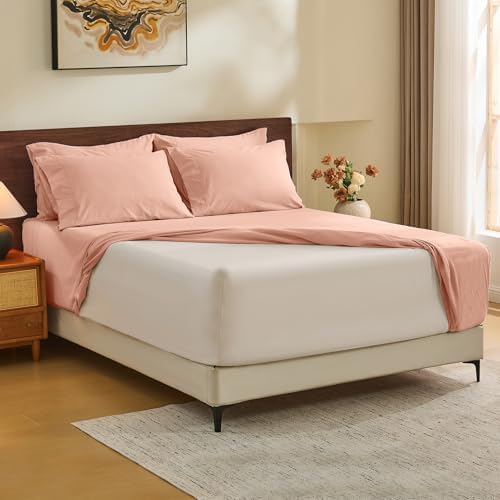 MEISHANG 100% French Linen Sheets California King,4 Pcs,18-24" Deep Pocket