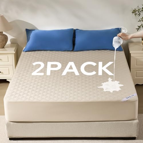 BEDLORE 2 Pack Waterproof Mattress Protector, Cal King Size Mattress Pad