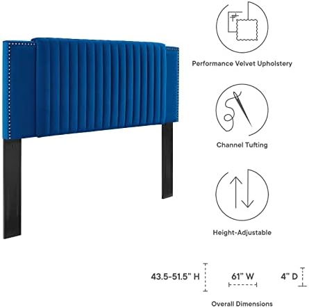 Modway MOD-6662-NAV Felicity Channel Tufted Performance Velvet Full/Queen Headboard, Navy