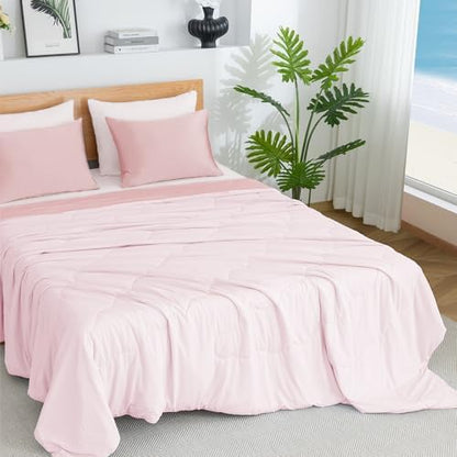 BEAUTEX Cooling Comforter King Size Cool Blanket for Hot Sleepers(Pink)