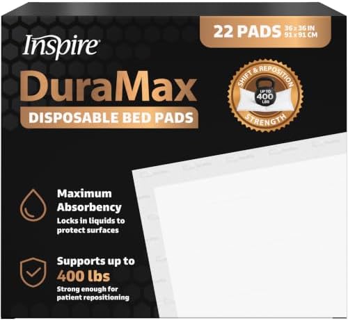 Inspire Extra Large Super Absorbent Disposable Bed Pads for Incontinence Ultra Thick and Absorbent Bed Pads Disposable Adult | Puppy Pads | Pee Pads for Adults (Duramax 36" x 36")