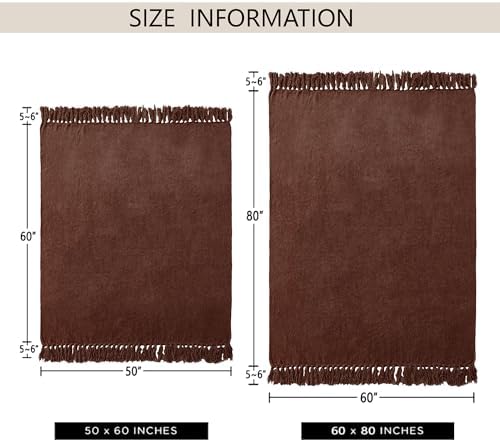 Chenille Throw Blanket for Couch 60" x 80" Twin, Dark Brown