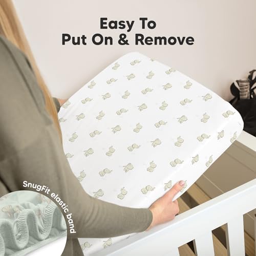KeaBabies 2pk Organic Cotton Crib Sheets for Boys Girls 52x28, Elly