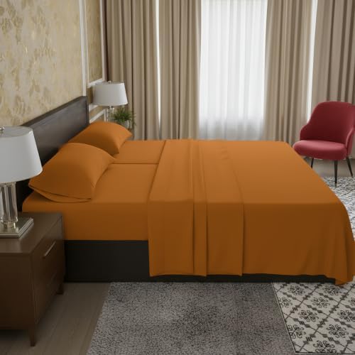 Elegant Comfort Luxury 1500 Premium Hotel Quality Microfiber 5-Piece Sheet Set - Wrinkle Resistant, All Around Elastic Fitted Sheet, Deep Pocket up to 16", Split King, Light Brown