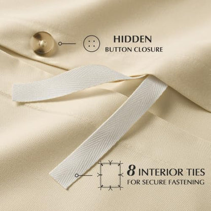 EverGrace 100% Rayon from Bamboo Duvet Cover Set, King Size, Oat Cream