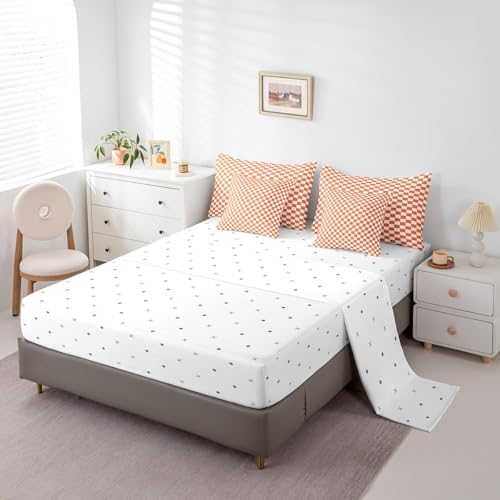jejeloiu Checkerboard Grid Comforter Set with Sheets 7 Piece Queen Size