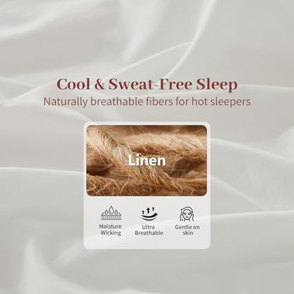 MEISHANG 100% French Linen Sheets King,6 Pcs,18-24" Extra Deep Pocket