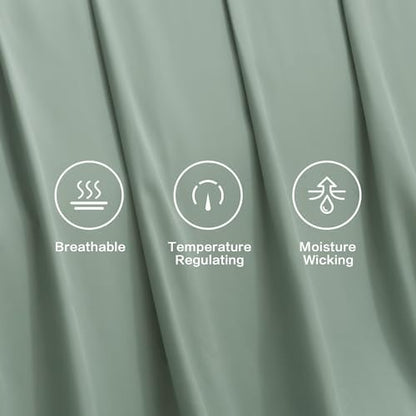 Andency Sage Green King Sheets Set 100% Viscose Derived from Bamboo