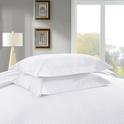MarCielo 3-Piece 100% Cotton Oversized Bedspread Lightweight Quilt Coverlet Embroidery Farmhouse Bedding Set (TG Bright White, Oversized Queen (100"x106"))