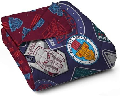 Northwest Transformers Patches Twin Quilted Blanket, Comfy Throw, Adults Boys Girls, Soft Lightweight Bedding for Bed, or Couch, 60 x 80 inches