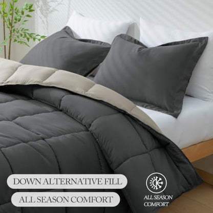 HIG 3pc Gray King Size Bedding Comforter Set Duvet Insert Blanket