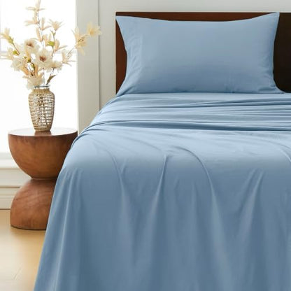 GOKOTTA 3 Piece Twin XL Sheet Set - Soft, Breathable & Cozy - Dusty Blue