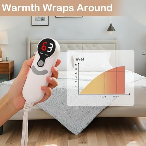Eydna Electric Heated Blanket Full Size 72"×84" with 9 Heating Levels & 1-10Hs Auto Off，Double Sided Plush Sherpa, Energy Efficient, Machine Washable, for Couch & Bed, Mom's Gift- Light Gradient Blue